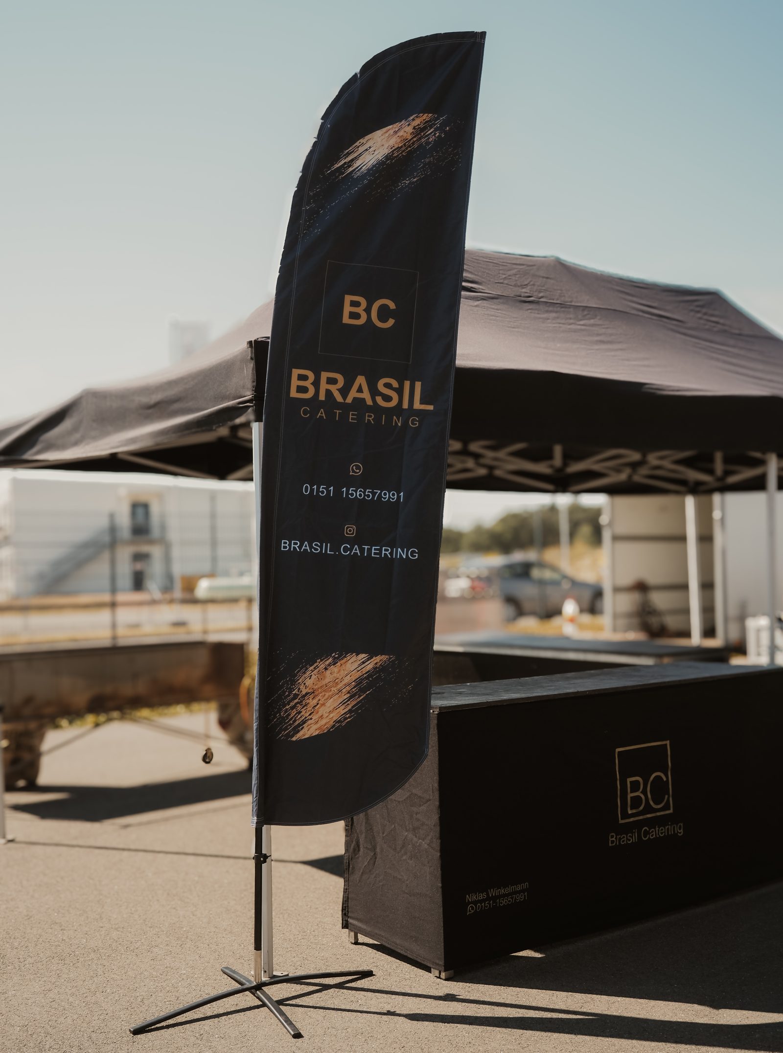 Brasil-Catering-Banner am Eventstand